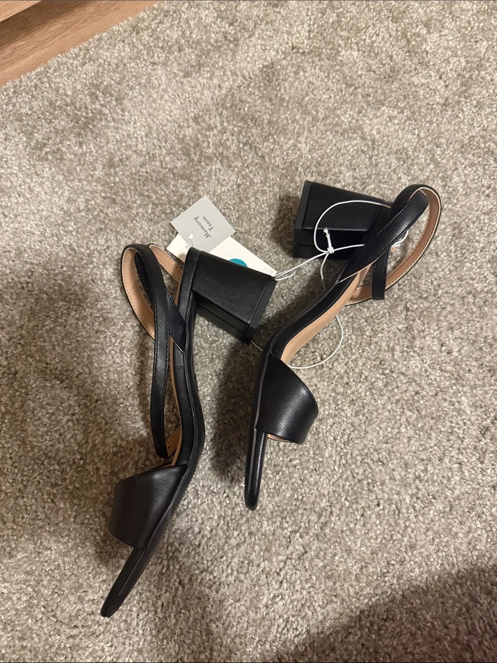 a new day Black Square-Toe Ankle-Strap Heeled Sandals target Shannon heels